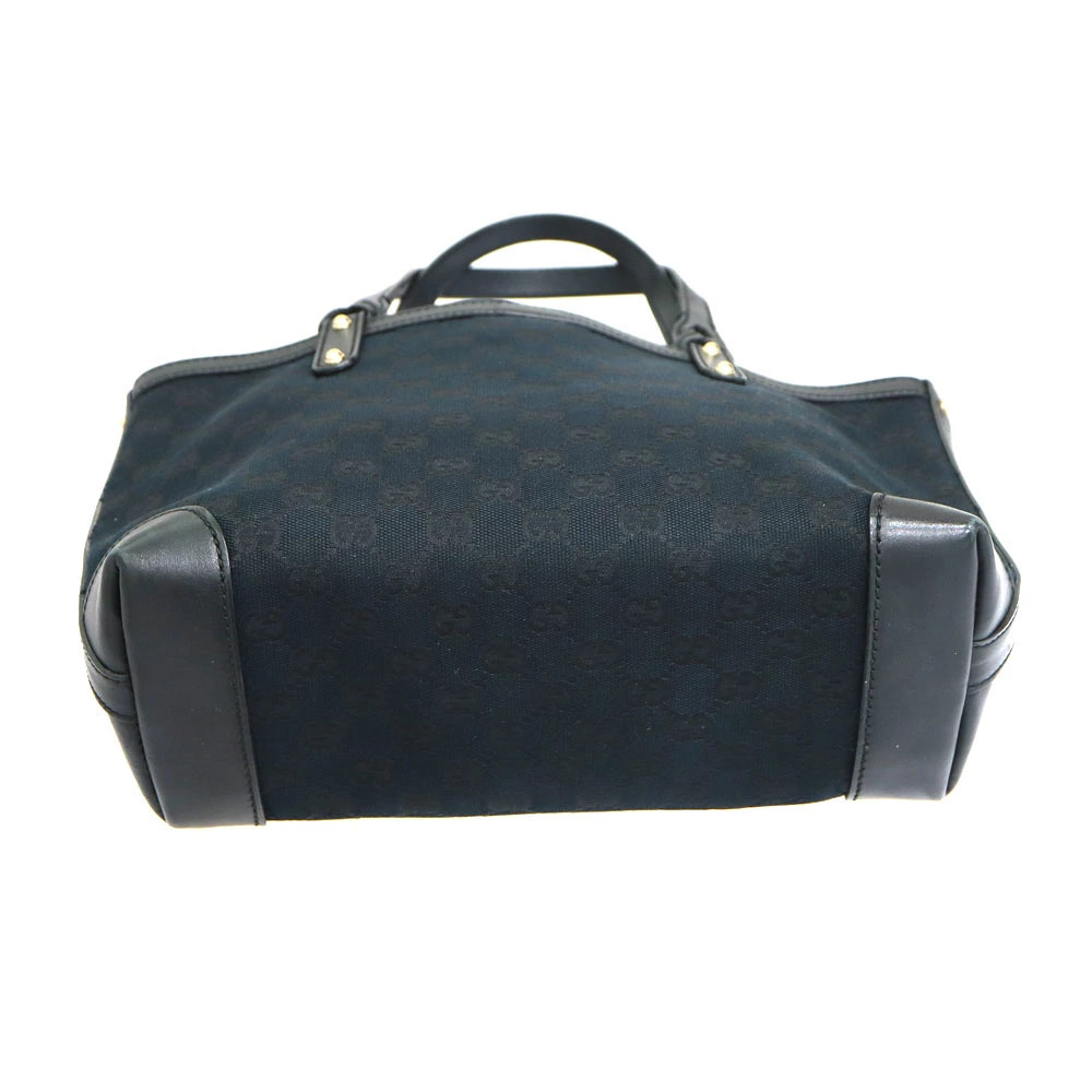 Gucci Tote Bag Canvas Leather Black GG - Picture 5 of 10